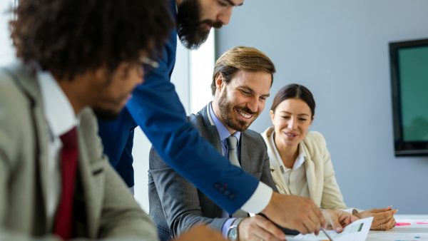 Corporate business team and manager in a meeting